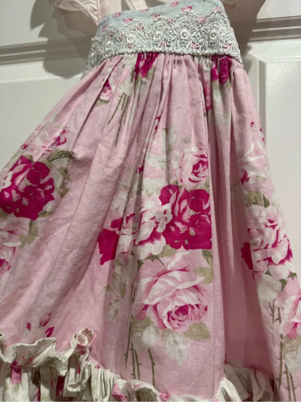 Sassy Chic - Pink and Blue Floral Ruffled Sundress